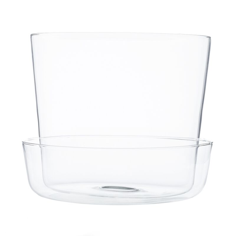 Clear Glass Pot with Saucer